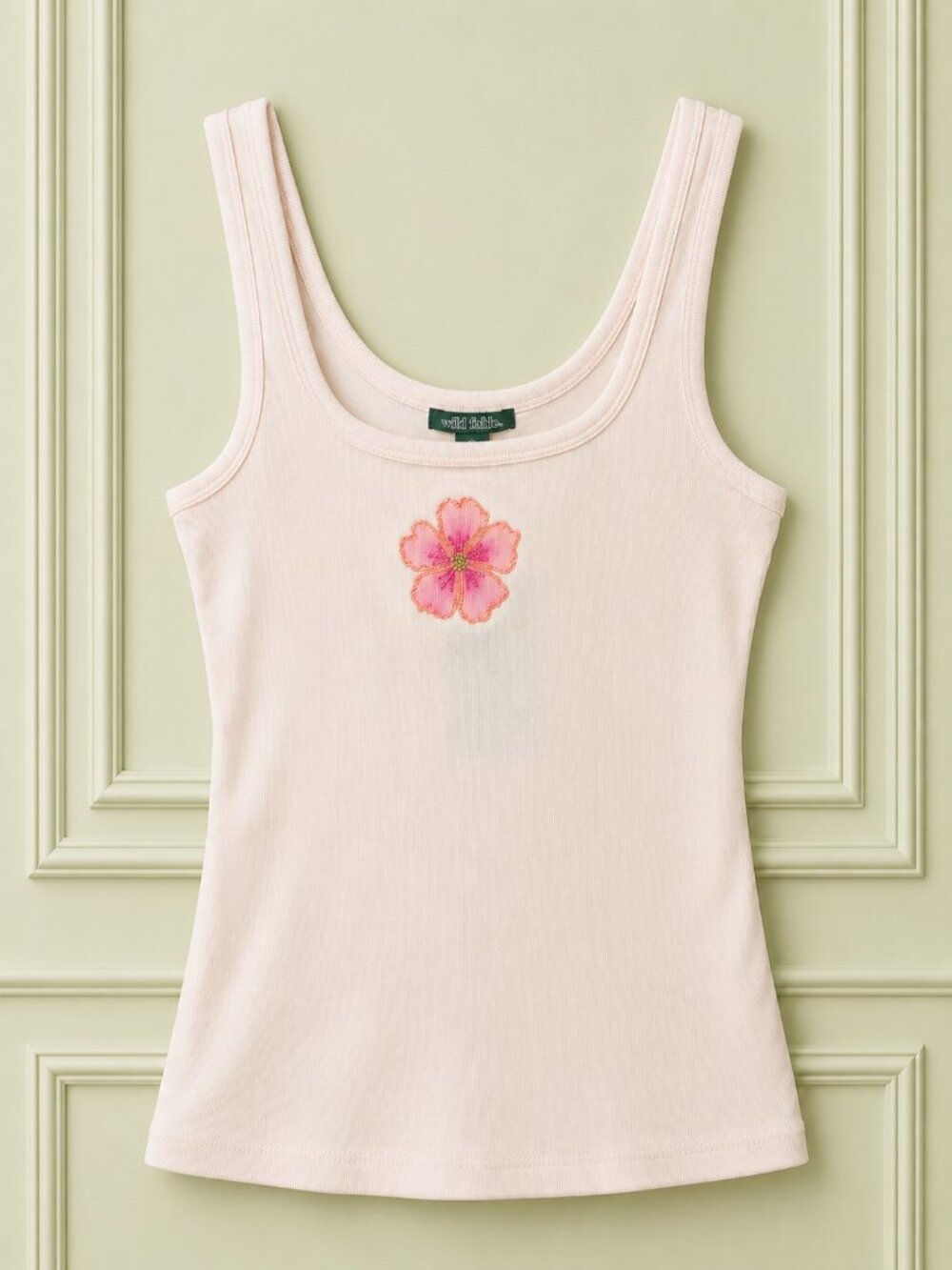 Wild Fable Pink Ribbed Tank Top with Beaded Flower